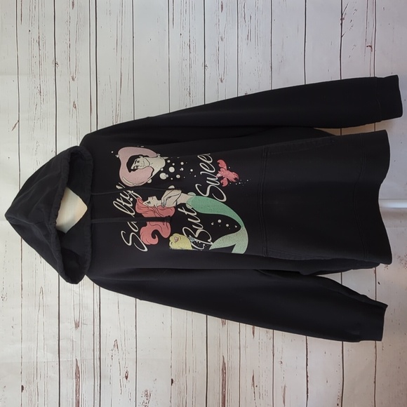 Disney Little Mermaid Ariel and Eric Salty but Sweet Black Hooded Sweatshirt XXL - Picture 1 of 16